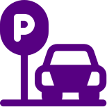 Car parking icon with "P" sign.